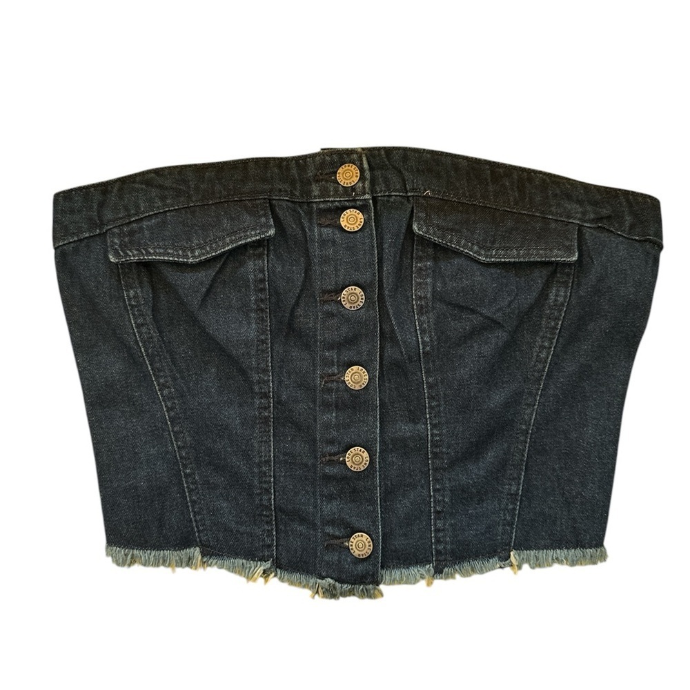 LONE STAR Denim Corsetlike Strapless Summer Festival Medium Top BNWT